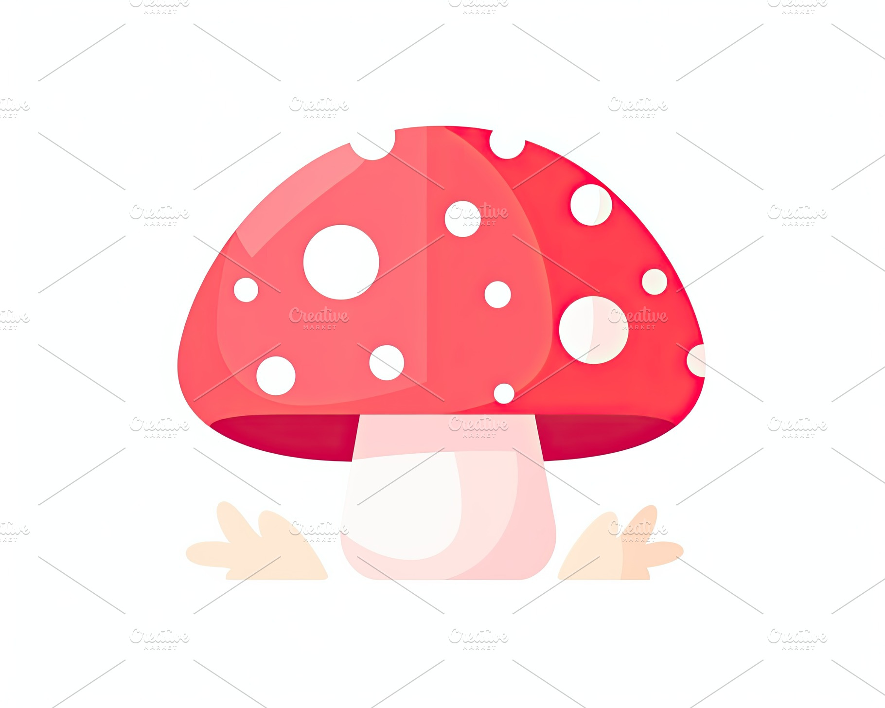 Whimsical Illustrated Scene of Vibrant Red Fly Agaric Mushrooms, a Nature Photo by José Manuel Gelpi