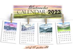 Watercolor Printable Calendar 2023