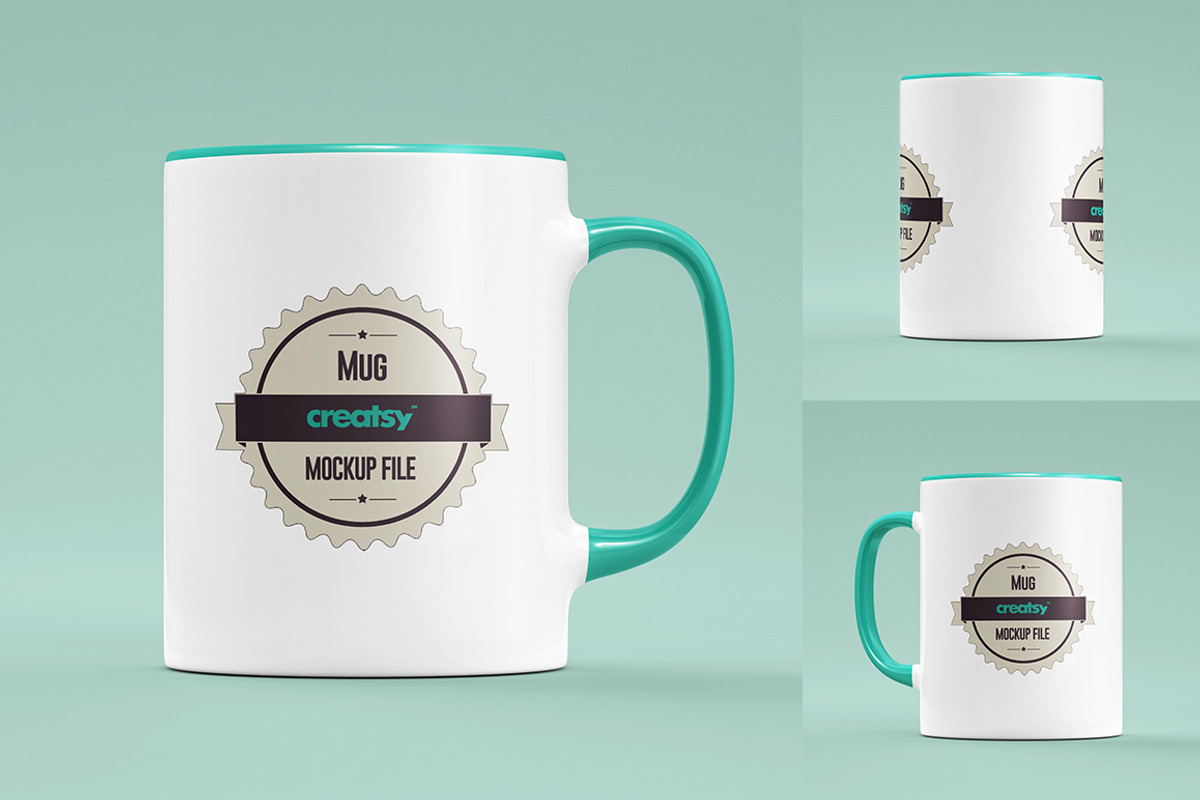 Mug Colored Rim Handle Mockup Set, a Cups & Container Mockup by creatsy2 (Photo 4 of 8)