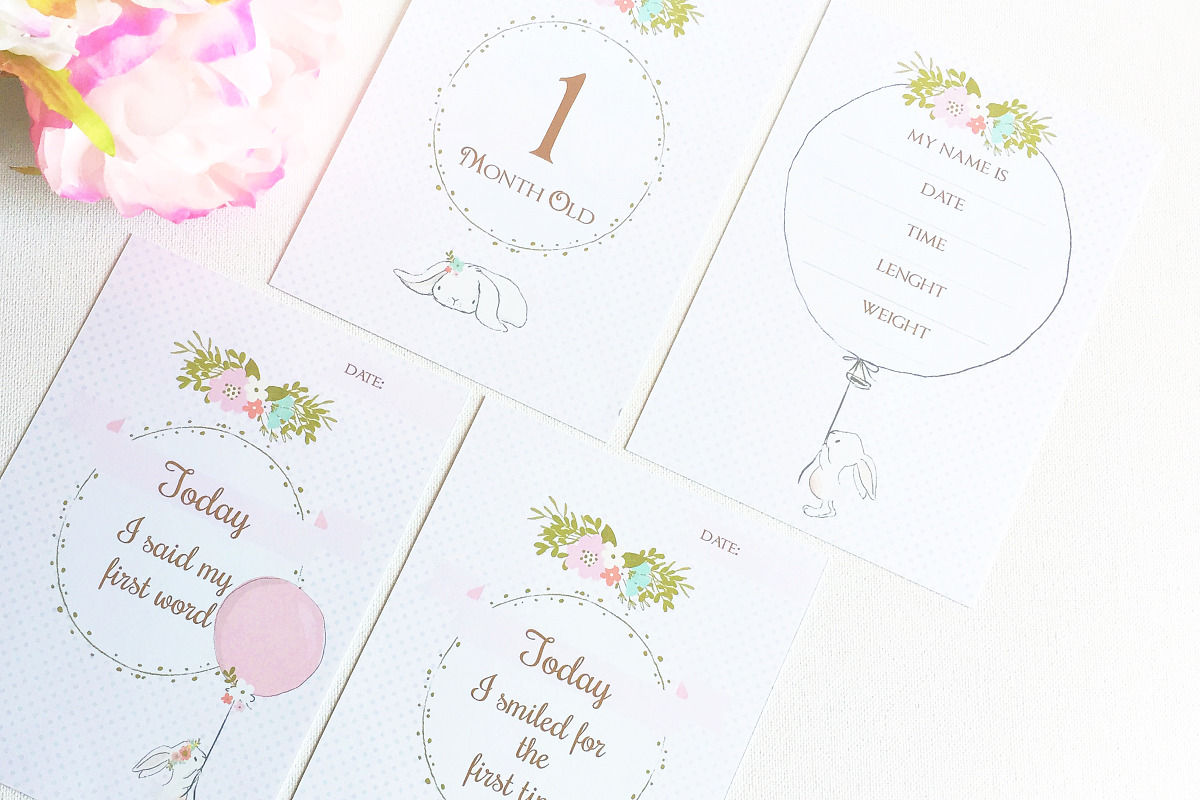 Bunny Baby Milestone and Month cards, a Card Template by ThePaperOwl (Photo 2 of 4)