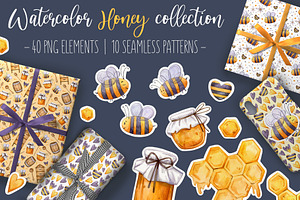 Watercolor Honey Bee Collection