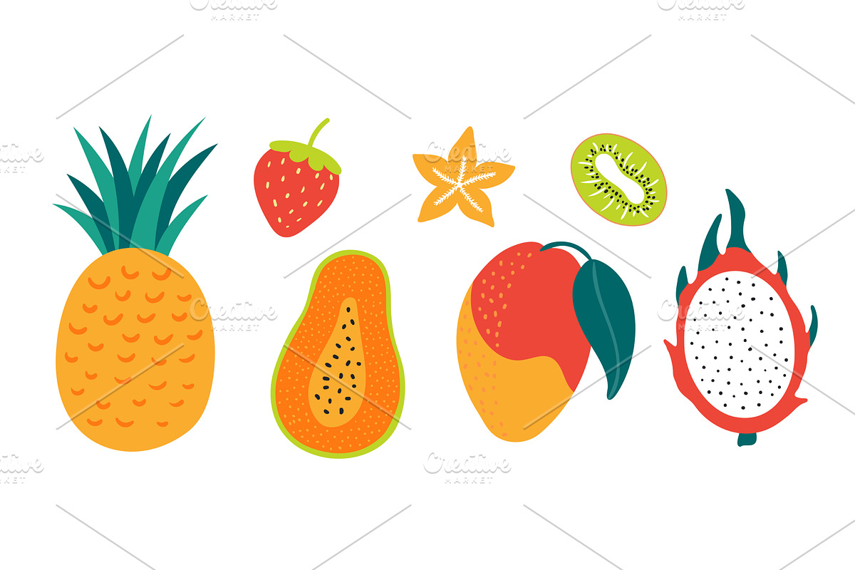 Tropical fruit illustration isolated, a Food Illustration by sceptical cactus