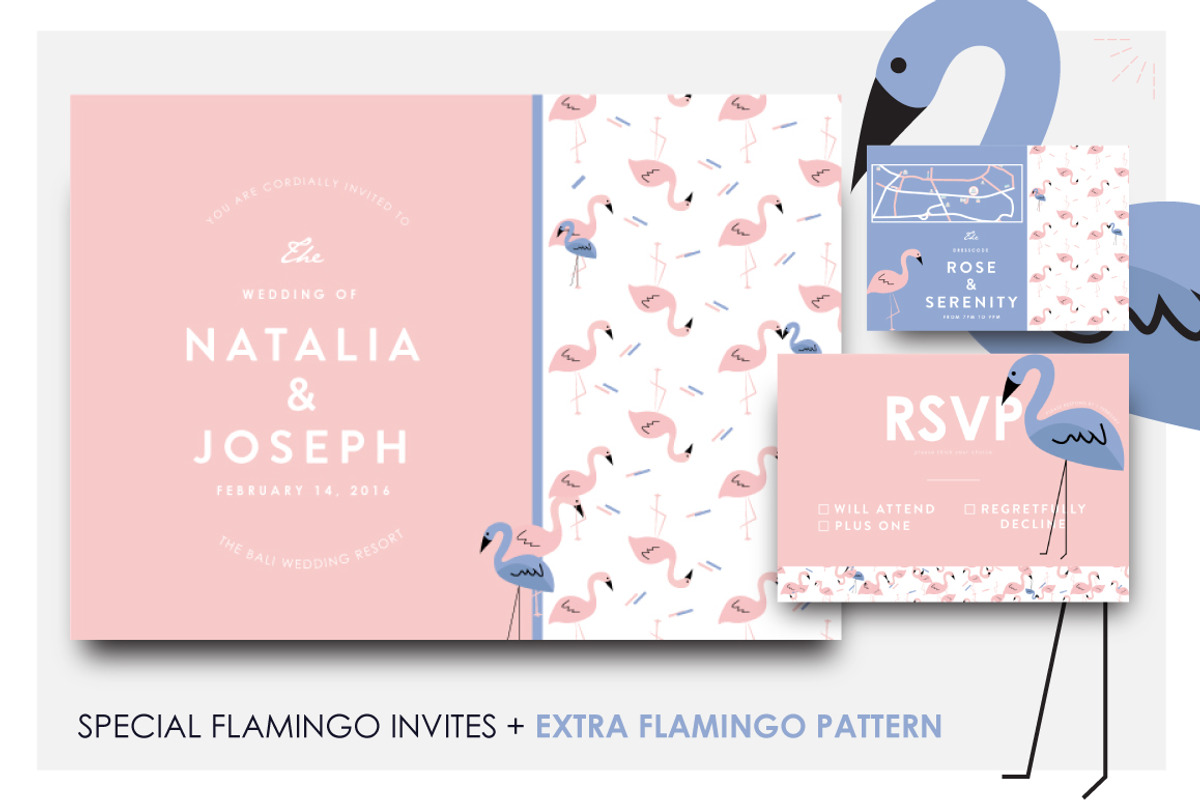 Beautiful flamingo wedding invites, an Invitation Template by Laffmate (Photo 1 of 5)