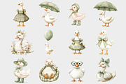 Watercolor Green Silly Goose Clipart, a Seasonal Illustration by Design Market (Thumbnail 3 of 5)