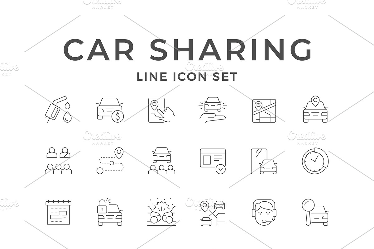 Set line icons of car sharing, an Outline Icon by motorama (Photo 1 of 2)