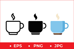 Steaming Coffee Cup Vector Icon, a Solid Icon by Artonix