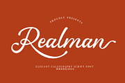 Realman - Elegant Script Font, a Script Font by HRDR (Thumbnail 1 of 9)