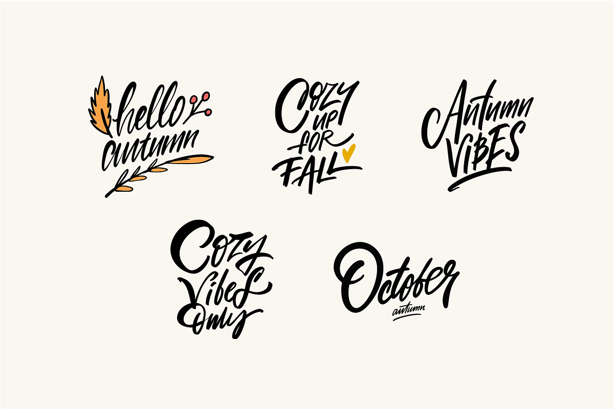 Autumn & Fall Lettering Set, a Seasonal Illustration by Oktyabr (Photo 2 of 6)