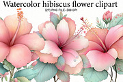 Watercolor hibiscus flower clipart, an Illustration by Designworld (Thumbnail 1 of 6)