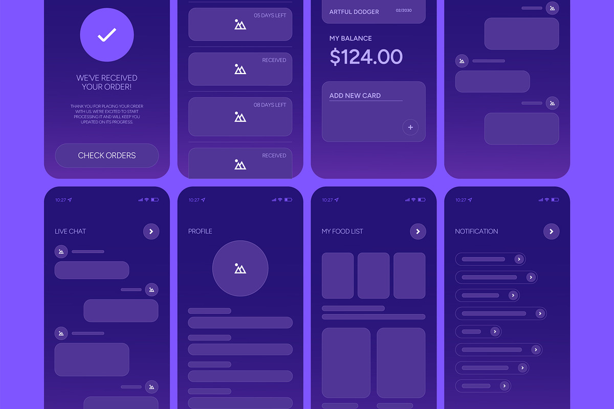 Food Delivery Mobile App Wireframe, a Wireframe Template by ContestDesign (Photo 3 of 4)