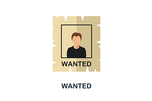 Wanted Flat Icon. Color Simple