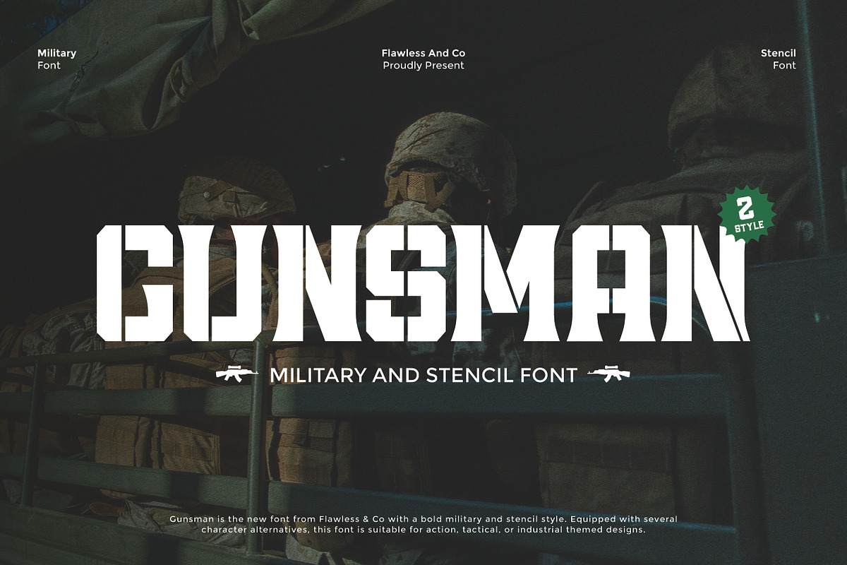 Gunsman - Millitary Display Serif Fo, a Font by Flawless And Co (Photo 1 of 10)