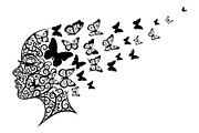 Woman Butterfly Hair Silhouette, an Object Illustration by yasushie (Thumbnail 31 of 31)