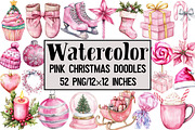 Pink Christmas Doodles, an Illustration by Design Market (Thumbnail 1 of 3)