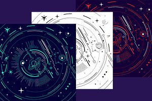 Abstract Space Line Art Set