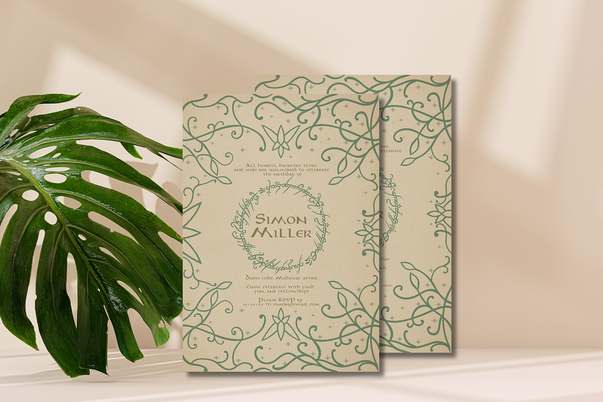LOTR Birthday Invitation Template, an Invitation Template by Enchanted Visions Shop (Photo 3 of 4)