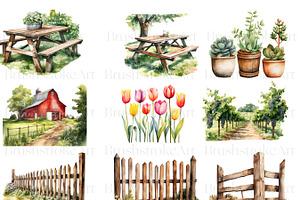 Watercolor Garden Clipart Flower PNG