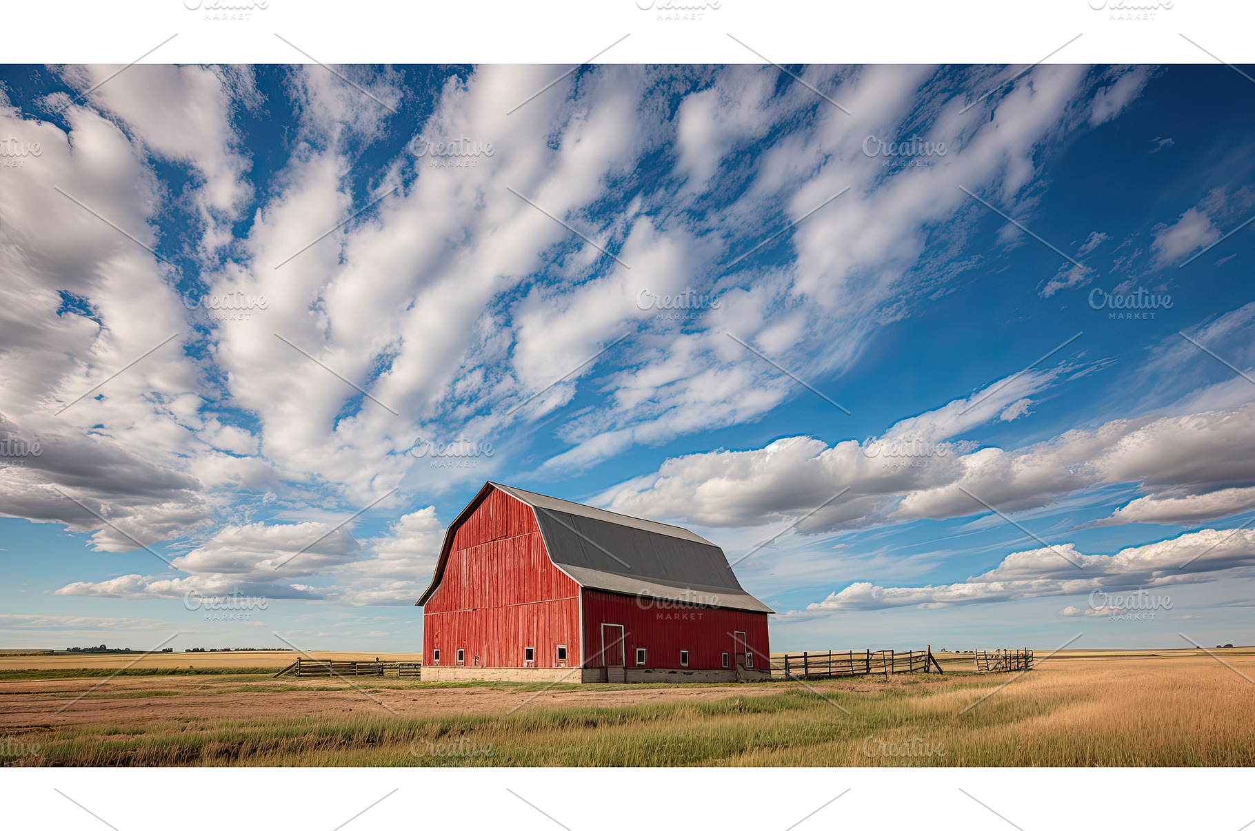 farm red barn sky ai generated, a Nature Photo by pikepicture