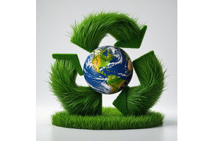 Earth surrounded by green grass, an Illustration by tilialucida