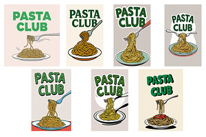 Pasta Club 5 different design, an Illustration by Star Graphic Design
