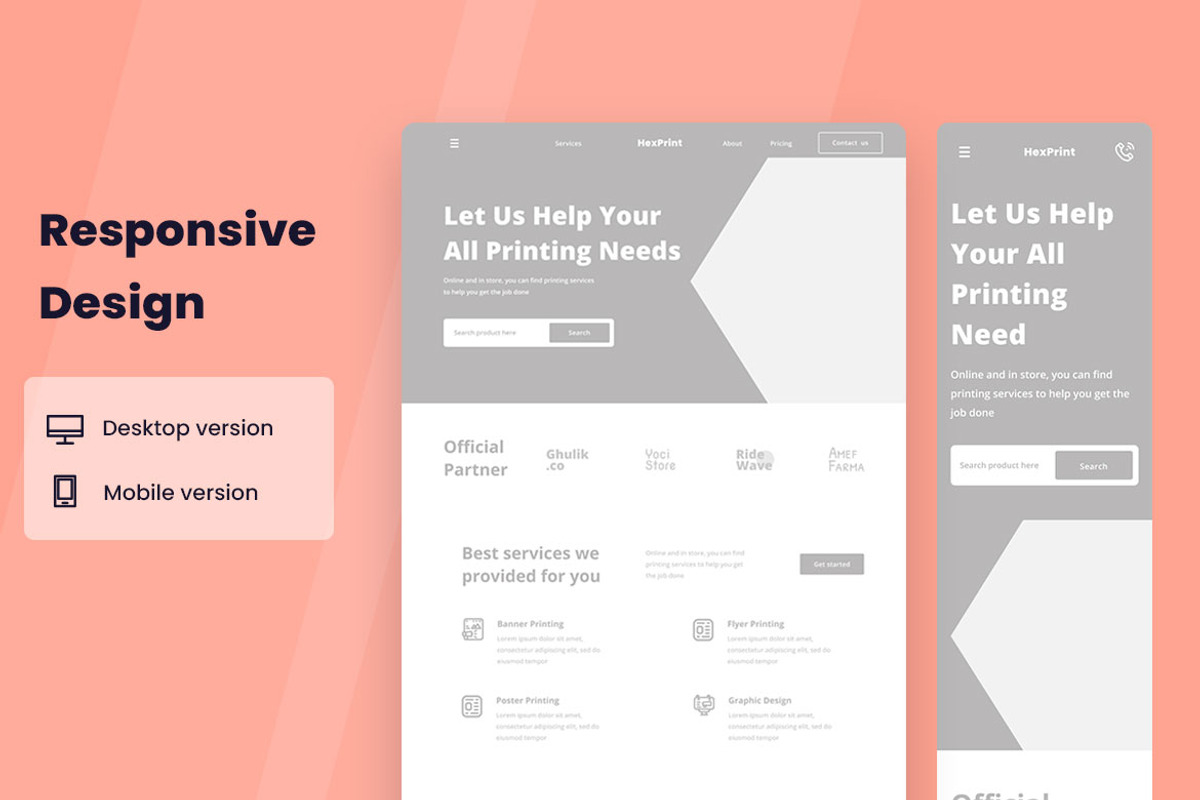 Printing Services Wireframe Website, a Wireframe Template by INSPR STD (Photo 6 of 6)