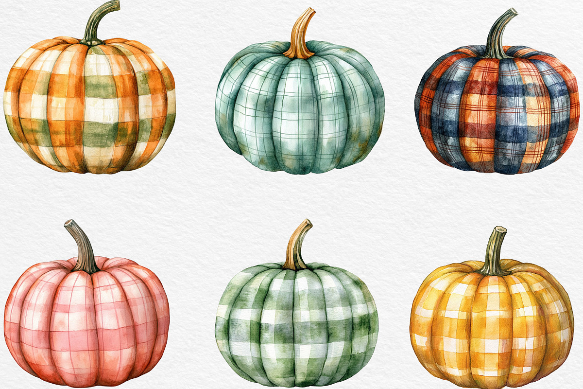 Plaid Pumpkin Clipart, an Illustration by Black Bird Studio (Photo 5 of 6)