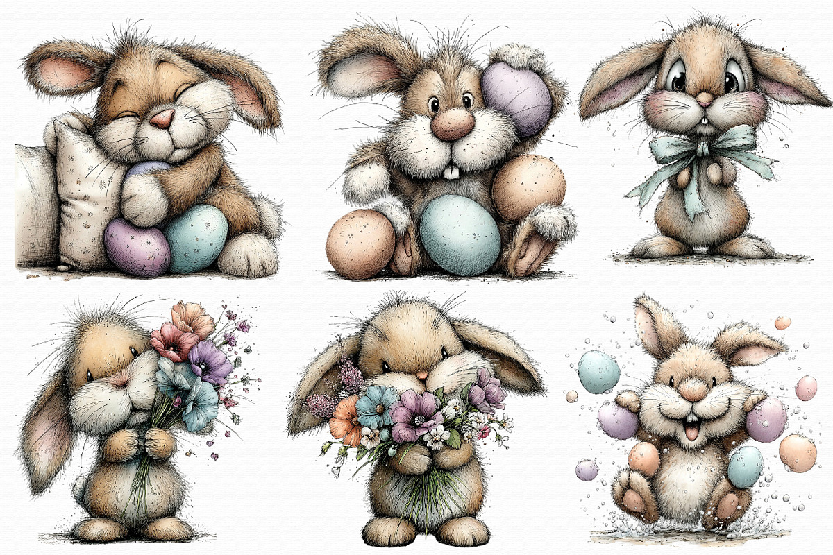 Cute Easter Bunny Clipart, an Illustration by Libby Wishes (Photo 2 of 6)