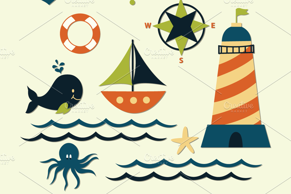 Nautical Sea Clipart Elements, an Illustration by Digital Sugar (Photo 3 of 3)