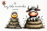 Hay Bale Animals Watercolor Clipart, an Animal Illustration by Nicolle's Colorful Art (Thumbnail 1 of 6)