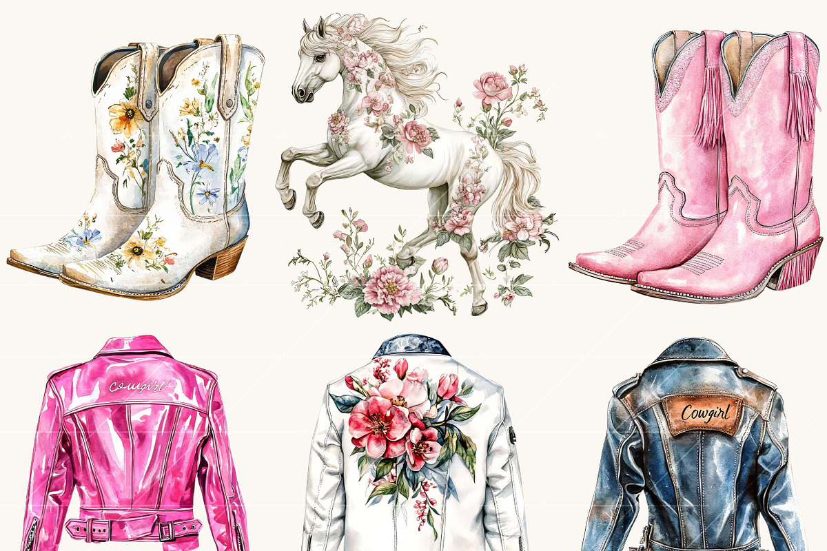 Watercolor Cowgirl PNG Clipart, a Person Illustration by SparkyDesignsUS (Photo 2 of 8)