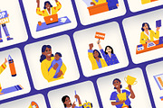Animated Feminist Icons Illustration, a Person Illustration by Creative Stall (Thumbnail 3 of 4)