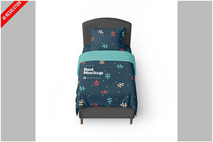 Single Bed Mockup, an Advertising Mockup by Bruno's Shop