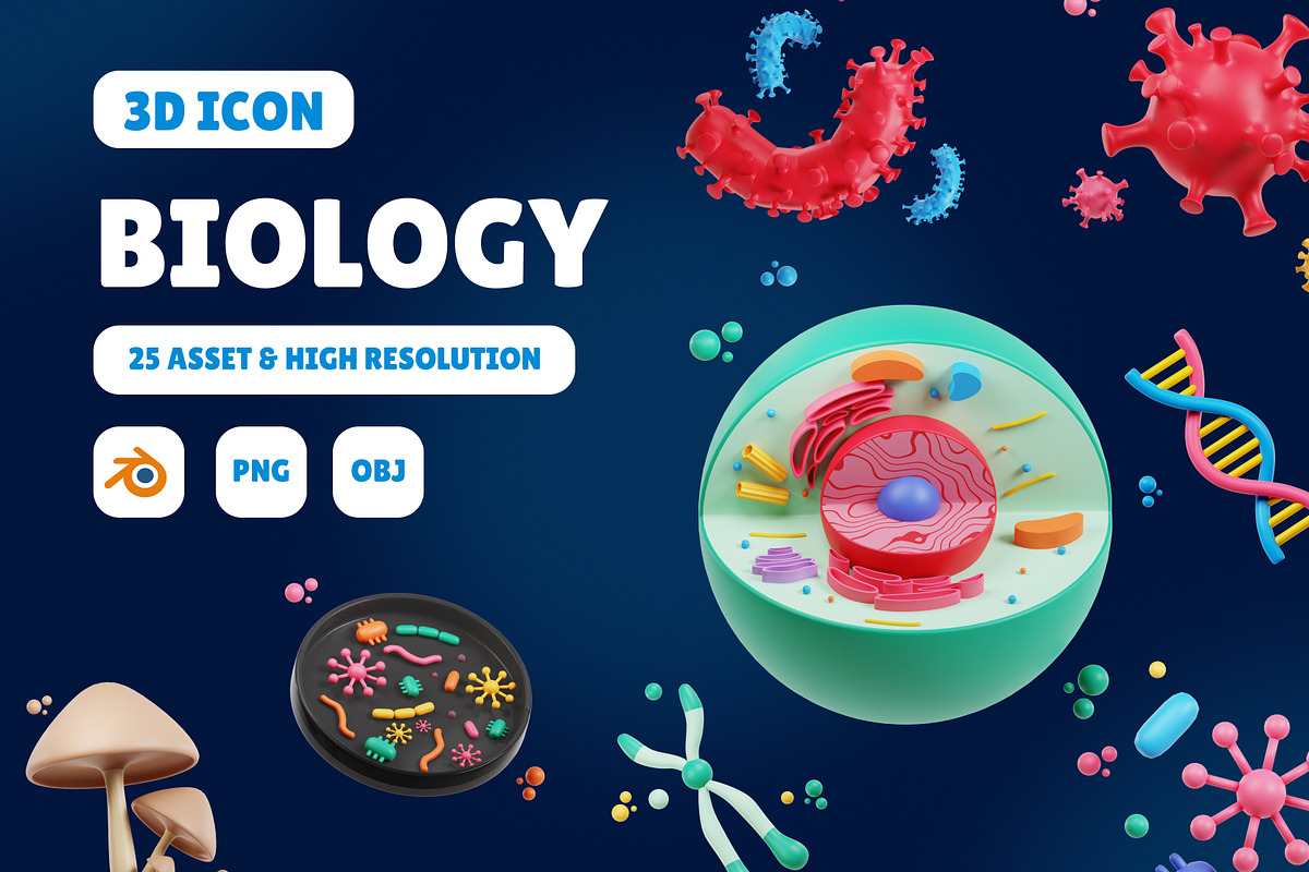 Biology 3D Icon Set, an Object 3D Model by Karacis Studio (Photo 1 of 6)