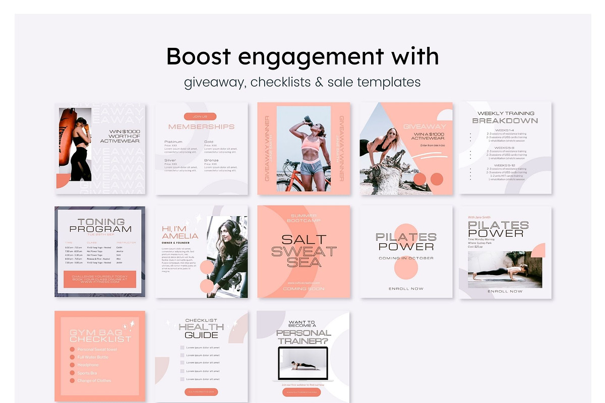 Fitness Instagram Feed Template, a Social Media Template by Cultive Creative (Photo 10 of 13)