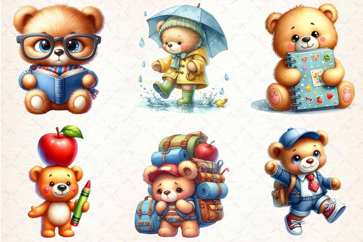 Back To School Teddy Bear Clipart, a Seasonal Illustration by Rose Art (Photo 4 of 4)