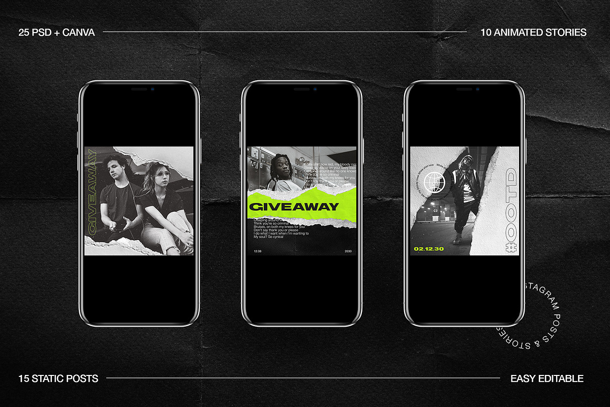 Neon Instagram PSD + Canva, a Social Media Template by Marie T (Photo 7 of 15)