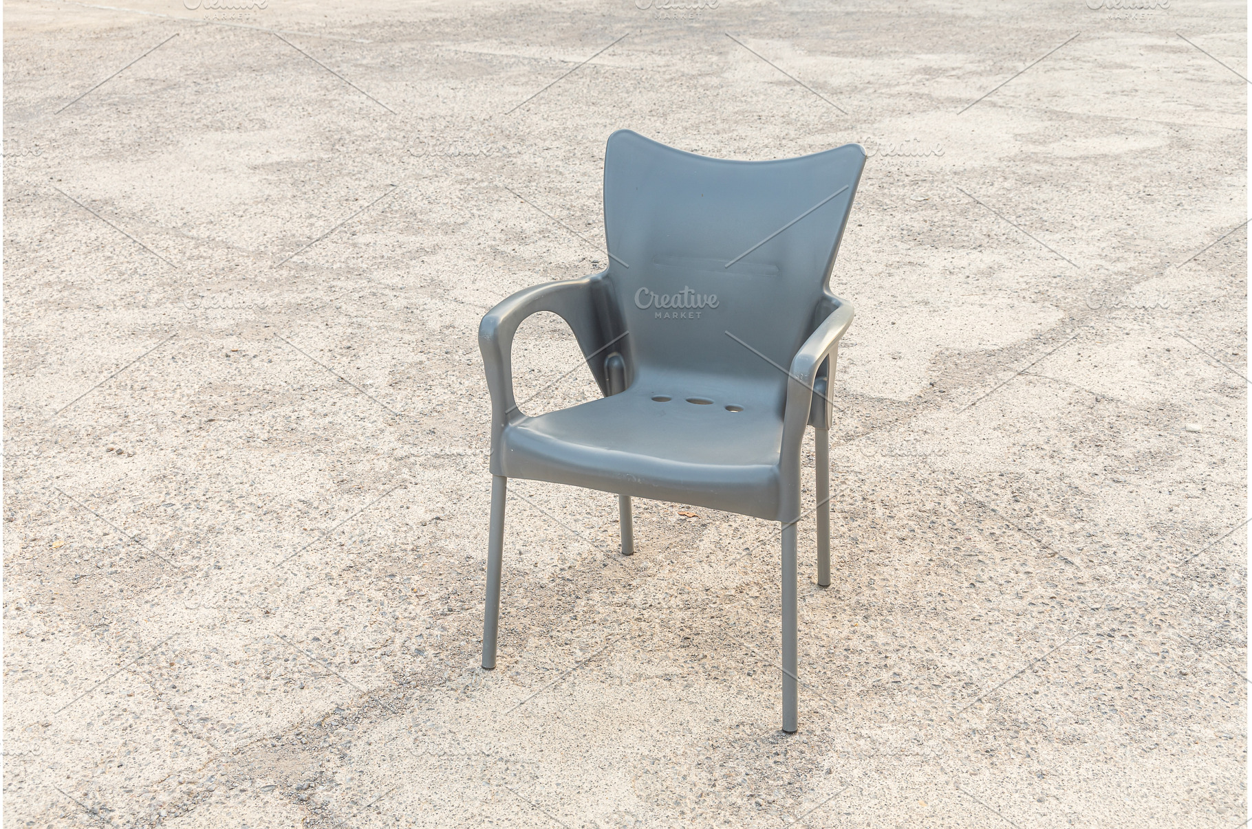 Plastic black chair on the gray, a Food & Drink Photo by Illustrations&photos