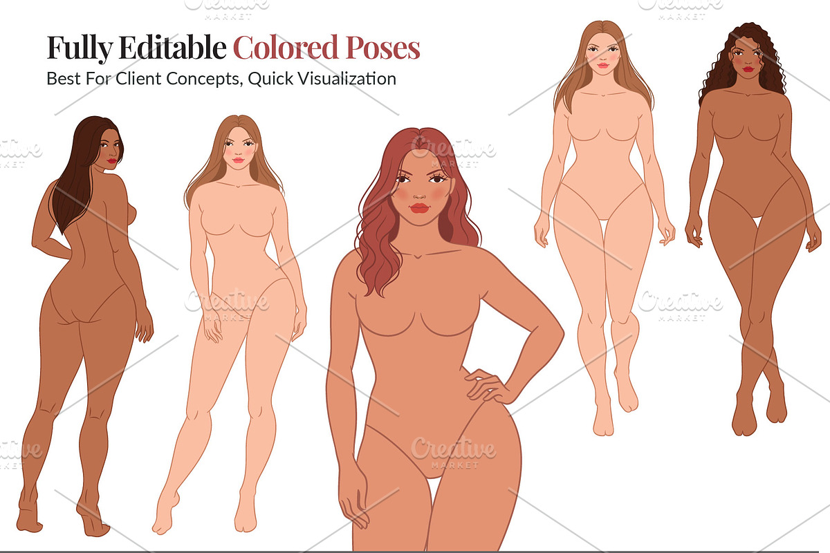 Plus Size Female Fashion Croquis, a Person Illustration by Shorena Fashion Draws (Photo 7 of 13)