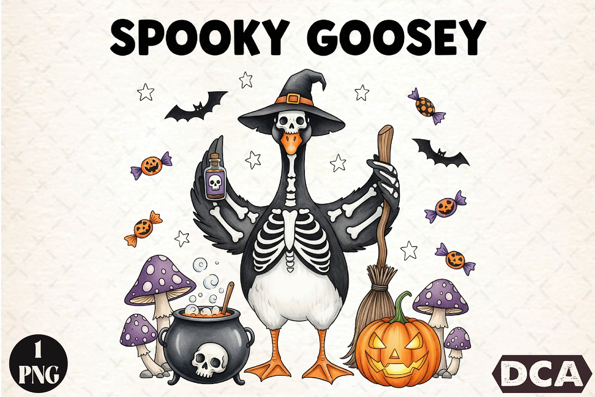 Spooky Goosey,Skeleton Goose Png,Fun, an Illustration by DreamCafeArt (Photo 1 of 7)