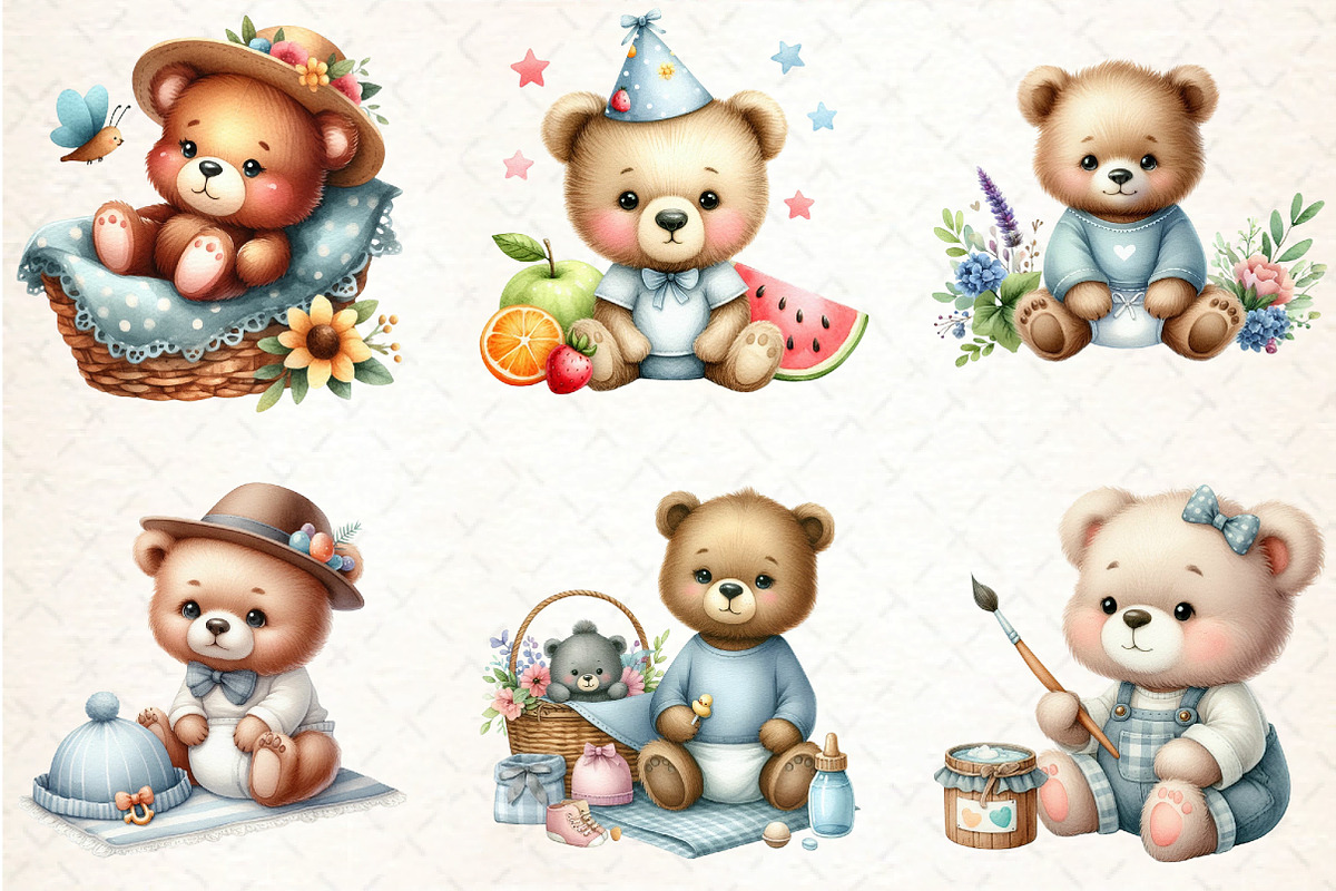 Watercolor Baby Bear Clipart, an Illustration by DreamCafeArt (Photo 2 of 6)