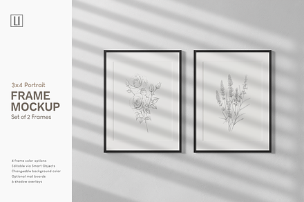 3x4 Portrait, 2 Frame Mockup, a Household Mockup by Lelu Art Design