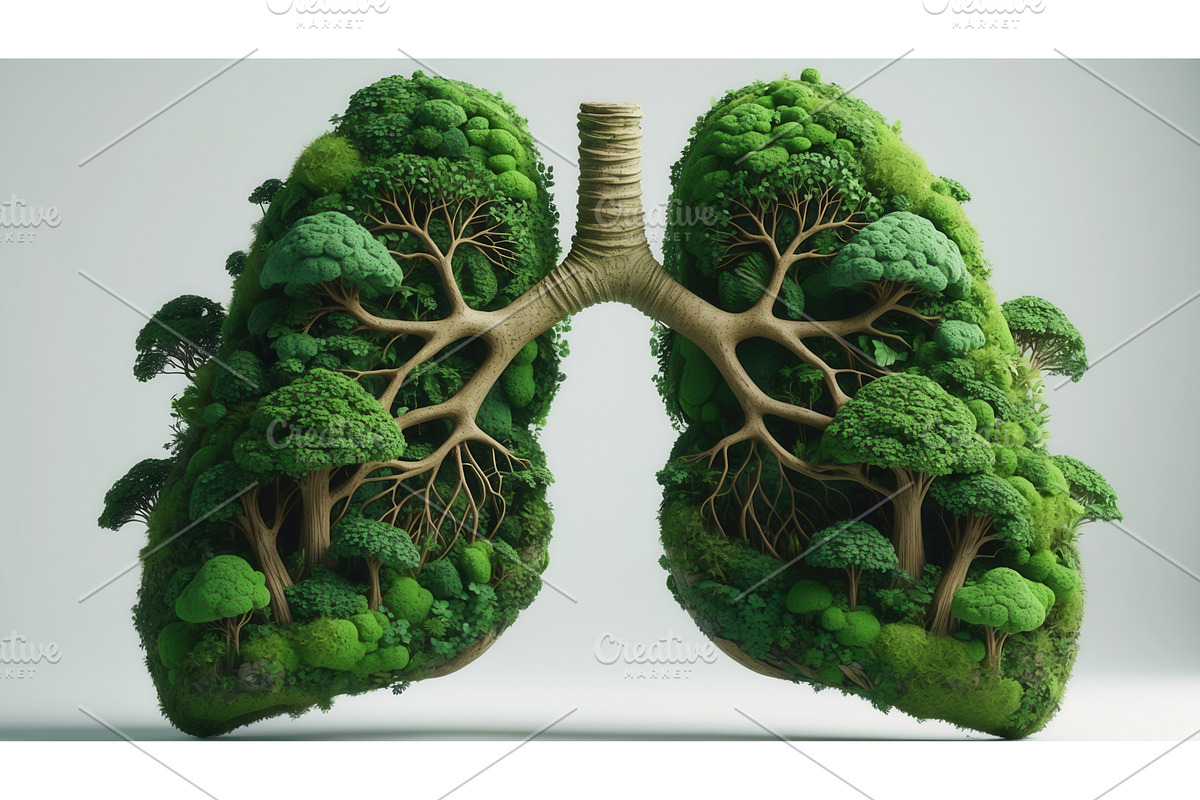 Conceptual illustration of lungs, an Illustration by tilialucida