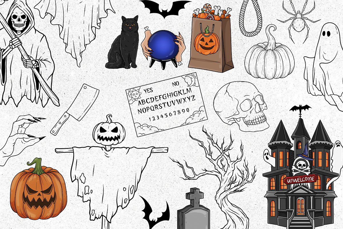 Halloween Procreate stamps, a Brush Add-On by SecondOfJuly (Photo 5 of 6)