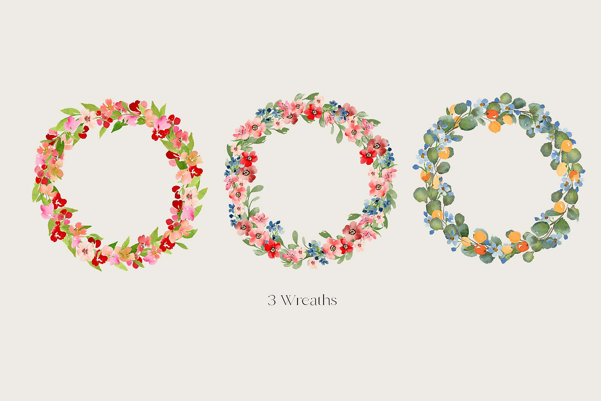 Watercolor Flowers and Wreaths, an Object Graphic by Lavender And Sea (Photo 4 of 4)