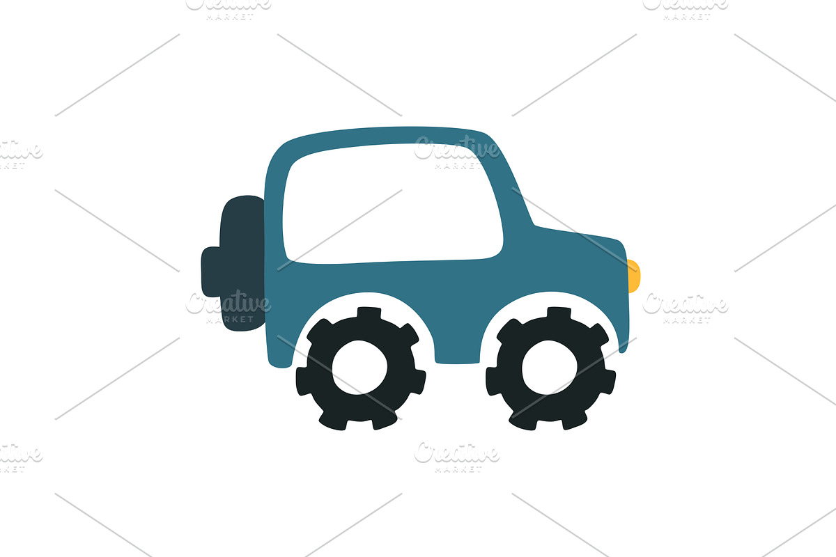 Vector blue jeep car. Funny off-road, a Transportation Illustration by Nadzin