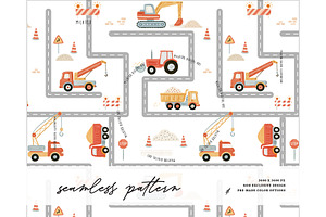 Construction Truck Seamless Pattern