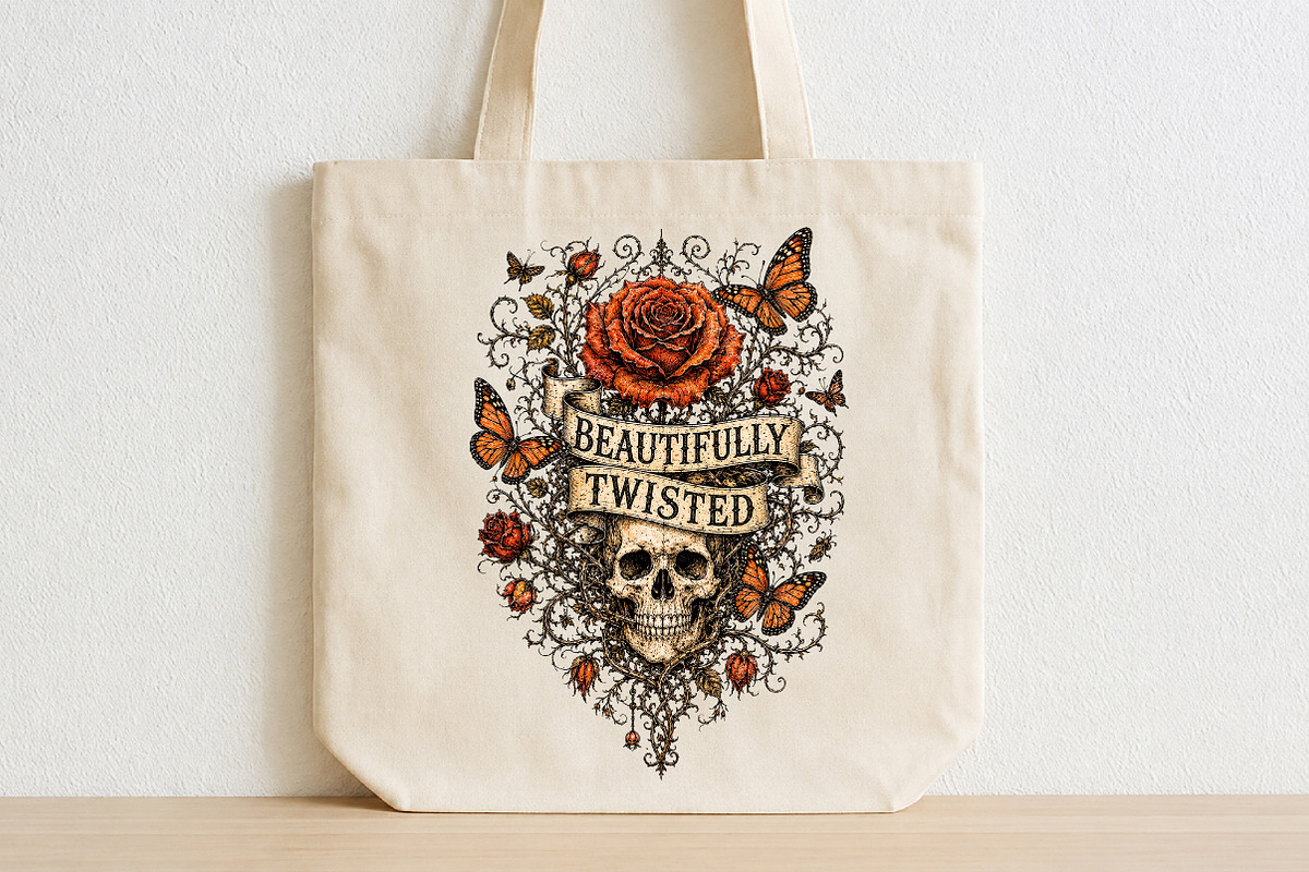 Beautifully Twisted Skull PNG, a Seasonal Illustration by CraftArtStudio (Photo 2 of 4)