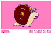 Cute Snail Doughnut Cartoon Vector, a Food Illustration by Artstorystudio (Thumbnail 1 of 3)