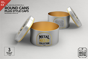 Round Cans Plug Metal Cap Mockup