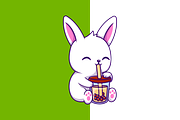 Cute Rabbit Drink Boba Milk Tea, an Animal Illustration by Artstorystudio (Thumbnail 2 of 3)